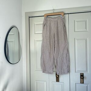 Cynthia Rowley Light Beige Linen Elastic-Waist Pants